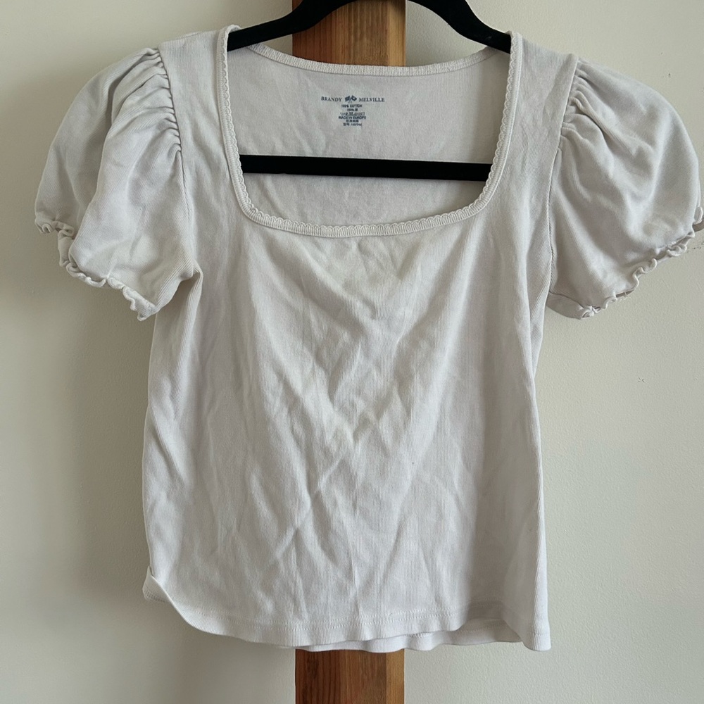 Brandy Melville Cream Puff Sleeve Blouse
